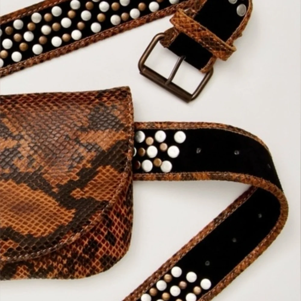 Free People Animal Instinct Snake Print Belt Bag - Brown and Black - Picture 5 of 6